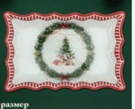 Блюдо новогоднее сервировочное Доляна «Сказочное настроение» 29.5×19.5 см, стекло, белое, красное