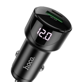 Автомобильное З/У HOCO Z42, 1USB+1Type-C, PD20W,  QC3.0, индикатор цвет: метал