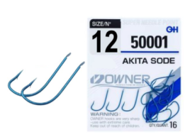 Крючок одинарный Owner Akita Sode Blue №12
