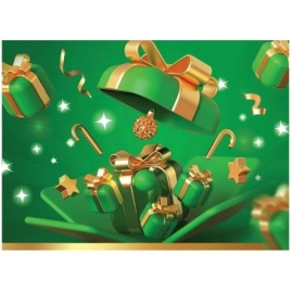 Конверт для подарочного сертификата " Праздник " 170 Новогодний- Подарок на зеленом, 100*74мм, глянц