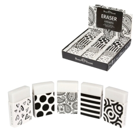 Ластик " Bruno Visconti " ArtGraphix.Black&White, белый, прямоугольный, синтетический каучук, картон