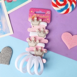 Резинка для волос "Лори" (набор 8 шт) королевство, 3 см, белый 6973382