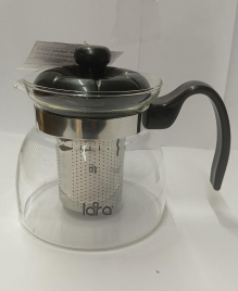 LR06-08 Заварочный чайник LARA  <750мл>  боросиликатное стекло, стальной фильтр, отделка хром