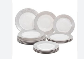 Набор посуды WY Eternal, 18 предметов, 6 тарелок d=25.5 см, 6 тарелок d=20.5 см, 6 глубоких тарелок 