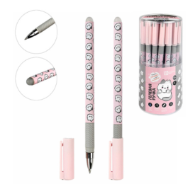 Ручка пиши-стирай гелевая " Феникс " Котики на розовом синяя 0,5мм, в пластиковой тубе(Тип ручки - н