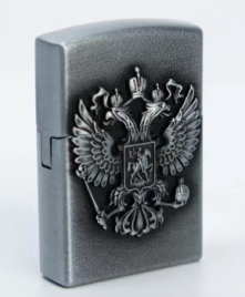 Зажигалка газовая  "Герб России", 3.5 х 5.5 х1.2 см, серебро 539461