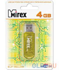 Флеш-диск " Mirex "  4GB Elf желтый USB 2.0