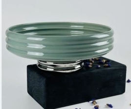 163-069 Фруктовница 26см на ножке MULTICOLOR в под.уп.(х8)Фарфор