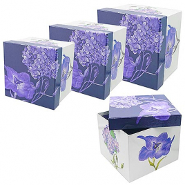 Набор коробок " KWELT " 3в1 16,5*16,5*13см, 14*14*11см, 11,5*11,5*9см, Орхидея и сирень, цвет - белы