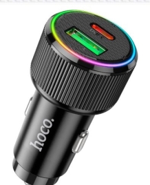 Автомобильное З/У HOCO NZ14A, 38W, 1USB+1Type-C, PD20W+ QC3.0 цвет: черный