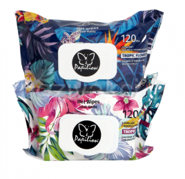 Влажные салфетки PAPILON TROPIC FLOWERS 120шт 