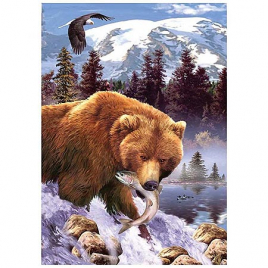 Картина алмазная " Tukzar " 40*50см Медведь, состав набора: холст на подрамнике, стразы, стилус, емк