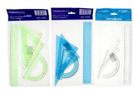 Набор геометрический (линейка 20см+2 угольника+транспортир) МИКС 541268