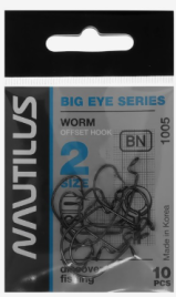 Крючок офсетный Nautilus Offset Big Eye Series Worm 1005, № 2, 10 шт. 9805088