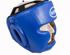 Шлем для бокса тренировочный синий, закрытый, размер S