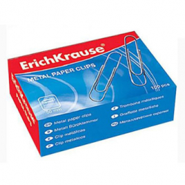 Скрепки " Erich Krause " 28мм омедненные 100шт картонная упаковка