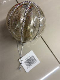 Елочная игрушка шар стекло 8см 21-161 (серебро)
