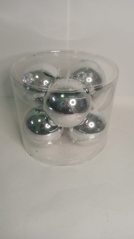 Набор елочных игрушек шар 21-184/102 серебро глянец 10см (6шт)