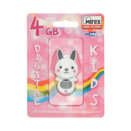 Флешка Mirex RABBIT GREY, 4 Гб, USB2.0, "кролик", чт до 25 Мб/с, зап до 15 Мб/с 1803007