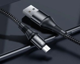 Кабель HOCO X50 USB - Micro 1.0m.2.4A.нейлон, цвет: чёрный