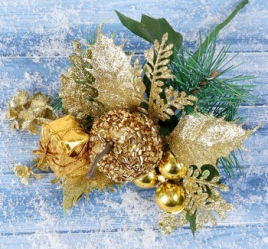 Декор "Зимние грезы" 15 см подарок яблоко в бисере золото   3573531
