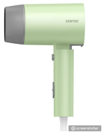 Фен Centek CT-2203 (зеленый) 1600Вт, 3 скорости, 2 режима, холод обдув, турмалиновая ионизация