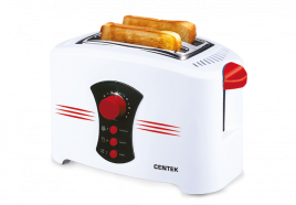 Тостер Centek СТ-1426 (бел) 800 Вт, 7 уровней мощности, 2 тоста, функции разморозка, отмена, повтор