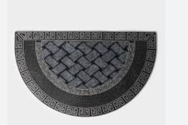 Коврик придверный полукруглый Доляна «Меандр», 44×74 см, серебряный