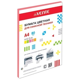 Бумага " deVente " неон А4 80г/м 50л розовая