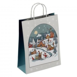 Пакет Новогодний бумажный " ПЗБМ " 35*26*15см Зимняя сказка, крученые ручки