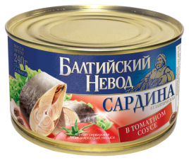 Сардина БАЛТИЙСКИЙ НЕВОД в томатном соусе ж/б 240 г (48 шт/уп)