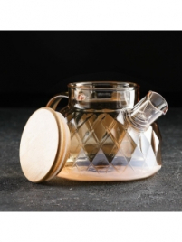 Чайник заварочный с металл ситом "Круиз" 800 мл, цвет золотой   7560355