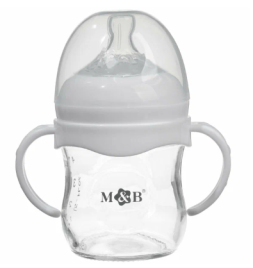 Бутылочка для кормления из стекла M&B Natural, ШГ Ø50 мм, +0мес., 120 мл., белый  9884077
