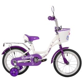 Велосипед 14" NOVATRACK BUTTERFLY, белый-фиолетовый 10323021