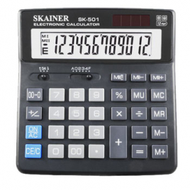 Калькулятор " Skainer " 12-разрядный 156*157*34мм, черный,  двухуровневая память, клавиша ввода "00"