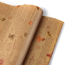 Упаковочная бумага Новогодняя крафт " Интерпак " 70см*10м в рулоне, Новогодняя поэзия, 60г/м2(Крафт-