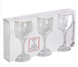 Бокалы для вина Paşabahçe Bistro, 220 мл, набор 3 шт., стекло, прозрачные