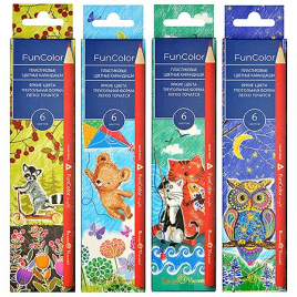 Карандаши " Bruno Visconti " Funcolor  6цв 4 вида, трехгранные, пластиковые, картонная упаковка, евр