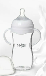 Бутылочка для кормления из стекла M&B Natural, ШГ Ø50 мм, +3мес., 240 мл., белый  9884078