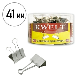 Зажимы " KWELT " серебрянные 41мм 24шт/уп