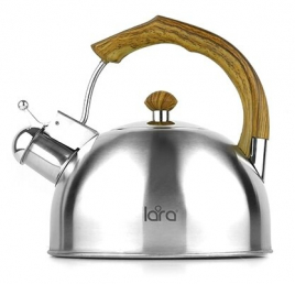 LR00-18 Чайник LARA 3,2л, свисток, стилизованная под дерево ручка, индукционное дно