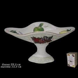 110345 Фруктовница на ножке 28.5см  ФРУКТЫ  в под.уп. (х8)