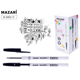Ручка шариковая " Mazari " Galanta черная 0,7мм, пластиковый белый корпус, картонная упаковка, 10131