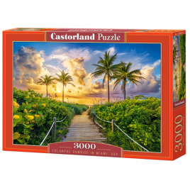 Пазлы " Castor Land " 3000элементов Красочный восход в Майами 92*68см, картонная упаковка 38,5*27,5*