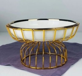 164-008 Блюдо 21см на подставке MULTICOLOR в под.уп.(х12)Фарфор