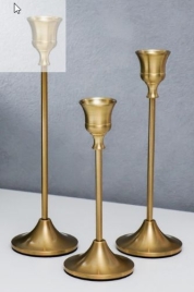 Металлический подсвечник на 1 свечу «Женева», набор 3 шт., золото, 7×7×20 см, 7×7×23 см, 7×7×25.5 см