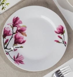 Тарелка пирожковая Доляна «Сакура», d=17.5 см, керамика, белая