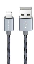 Кабель Borofone BX24, Lightning - USB, 2.4 А, 1 м, нейлоновая оплётка, серый 9088748