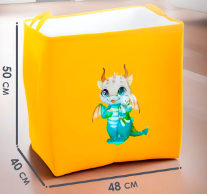 Корзинка для игрушек с затяжкой на веревке "Дракоша" жёлтого цвета 40х50х48 см   9717859