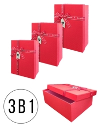 Набор коробок " KWELT " 3в1 16*23,5*9см, 14*21*8см, 12*19*7см Love, цвет  - красный, атласный бант, 